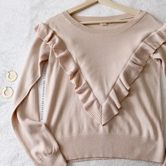 Gap Pale Pink Ruffles Front Sweater - Picture 3 of 11